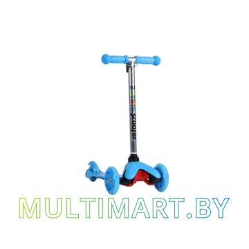 Самокат 21st Scooter Mini BL 038 голубой, прозрачные колёса картинка 3